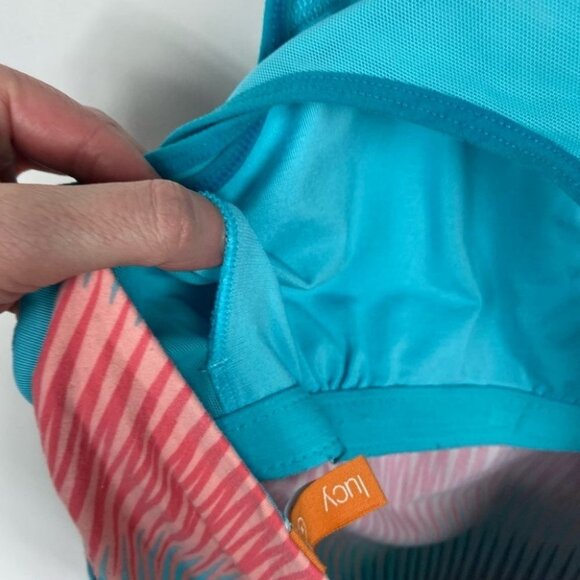 Lucy Blue Pink Tank Top Built In Bra Size Small Supportive Stretch‎ Running Teal - Picture 9 of 15